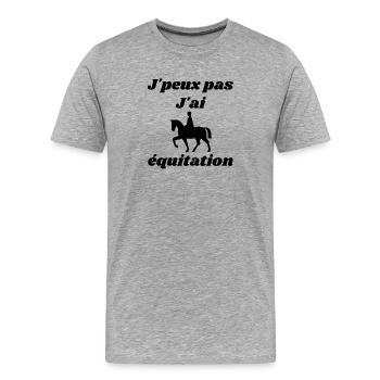 Je peux pas j ai équitation cheval sport passion - T-shirt bio Premium Homme - gris chiné - Devant - Damien (186cm)