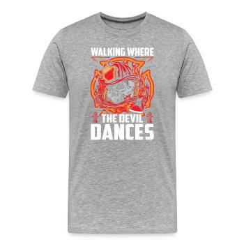 pompiers - T-shirt bio Premium Homme - gris chiné - Devant - Damien (186cm)