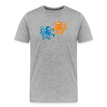 Oktopus Valentinstag Comic Meer Tintenfische Kind - Männer Premium Bio T-Shirt - Grau meliert - Vorne - Damien (186cm)