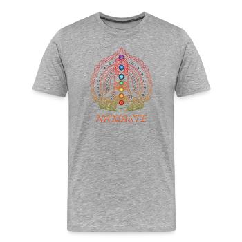 Namaste Mantra Mandala Yoga Cadeau - T-shirt bio Premium Homme - gris chiné - Devant - Damien (186cm)