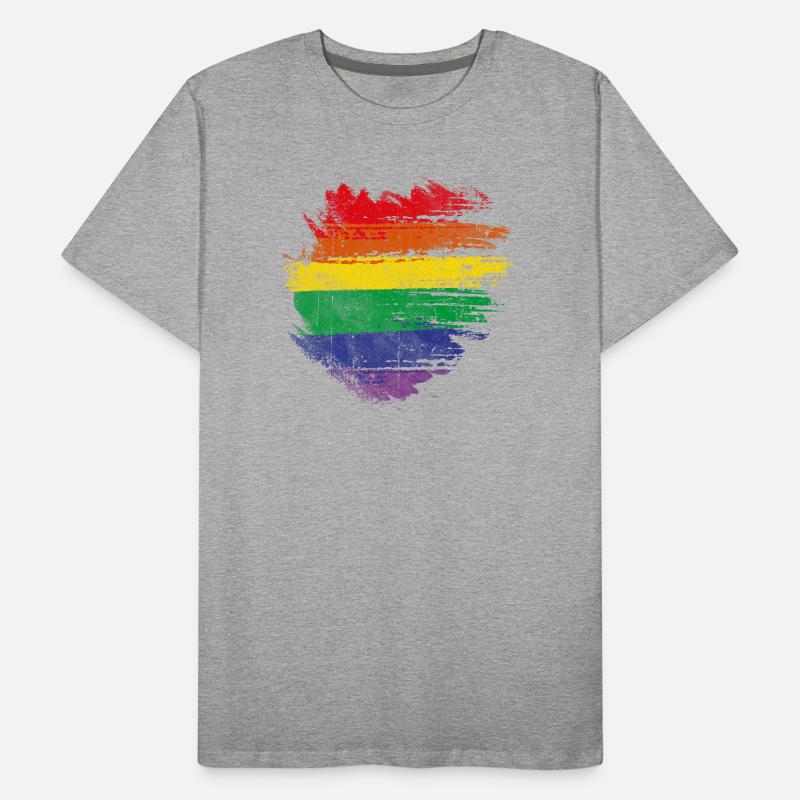 Regenbogenbürstenherz Männer Premium Bio T-Shirt