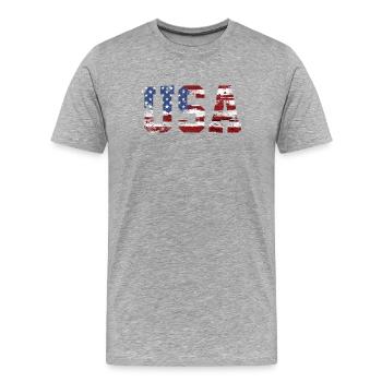 USA flag - Men's Premium Organic T-Shirt - heather grey - Front - Damien (186cm)