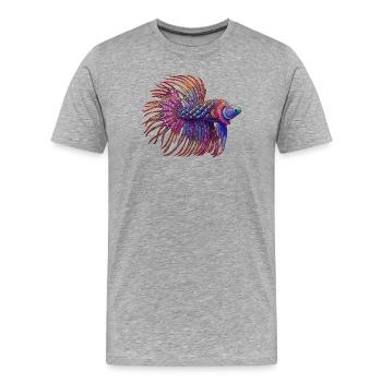 Couleur Betta Zentangle - T-shirt bio Premium Homme - gris chiné - Devant - Damien (186cm)