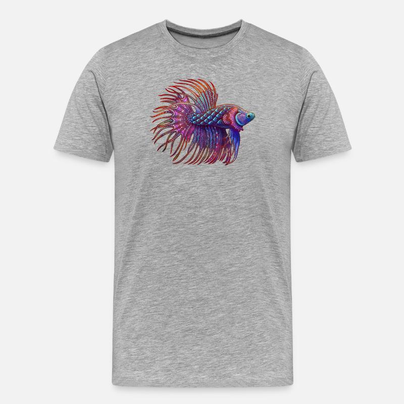 Betta Zentangle Farbe - Männer Premium Bio T-Shirt - Grau meliert