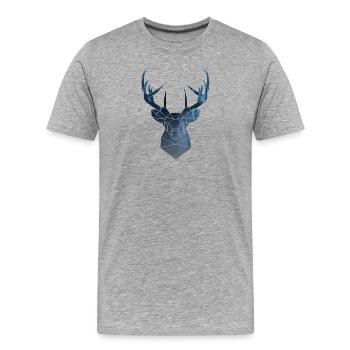 tête de cerf et les bois - T-shirt bio Premium Homme - gris chiné - Devant - Damien (186cm)