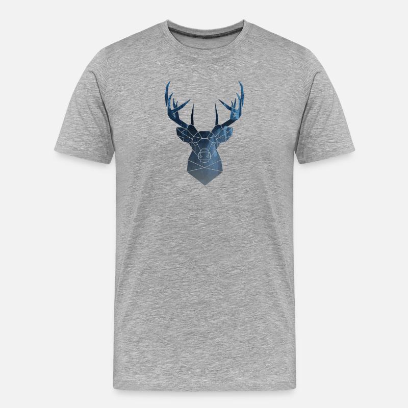Hirschkopf und Hölzer - Männer Premium Bio T-Shirt - Grau meliert