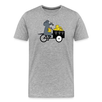 Maus Käse Lieferant - Männer Premium Bio T-Shirt - Grau meliert - Vorne - Damien (186cm)