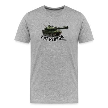 Cat person - Tank - Männer Premium Bio T-Shirt - Grau meliert - Vorne - Damien (186cm)