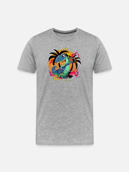 T Rex Gamer Gaming - Men's Premium Organic T-Shirt - heather grey
