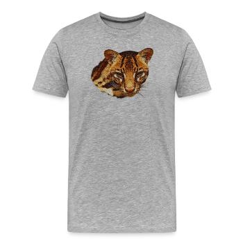 ozelot kopf, raubkatze, tieregesichter - Männer Premium Bio T-Shirt - Grau meliert - Vorne - Damien (186cm)