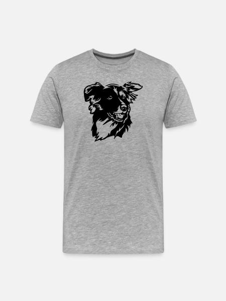 Border Collie Head - Men's Premium Organic T-Shirt - heather grey