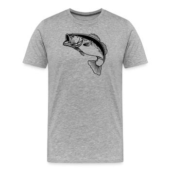 Logo transparent de poisson pour pêcheur - T-shirt bio Premium Homme - gris chiné - Devant - Damien (186cm)