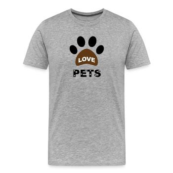 animaux de compagnie d’amour - J’aime les animaux de compagnie - T-shirt bio Premium Homme - gris chiné - Devant - Damien (186cm)