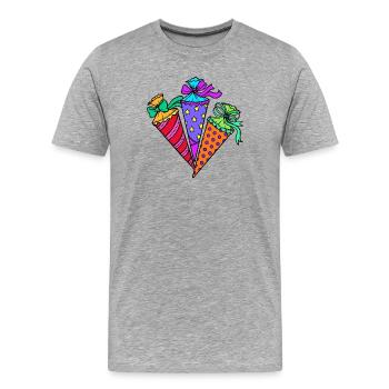 Sac d’école Début de l’école - T-shirt bio Premium Homme - gris chiné - Devant - Damien (186cm)