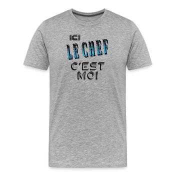 Ici le Chef C'est Moi Patron - T-shirt bio Premium Homme - gris chiné - Devant - Damien (186cm)