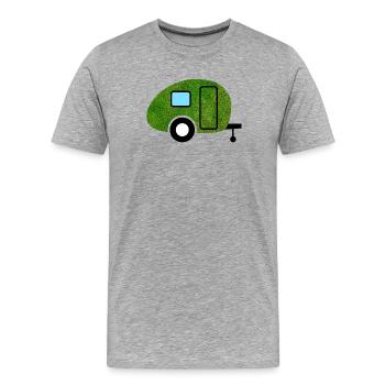 Caravane gazon herbe nature Camping Caravan Outdoor - T-shirt bio Premium Homme - gris chiné - Devant - Damien (186cm)