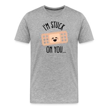 I’m stuck on you Cher infirmière Patch - T-shirt bio Premium Homme - gris chiné - Devant - Damien (186cm)