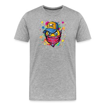 Masque et graffiti - T-shirt bio Premium Homme - gris chiné - Devant - Damien (186cm)