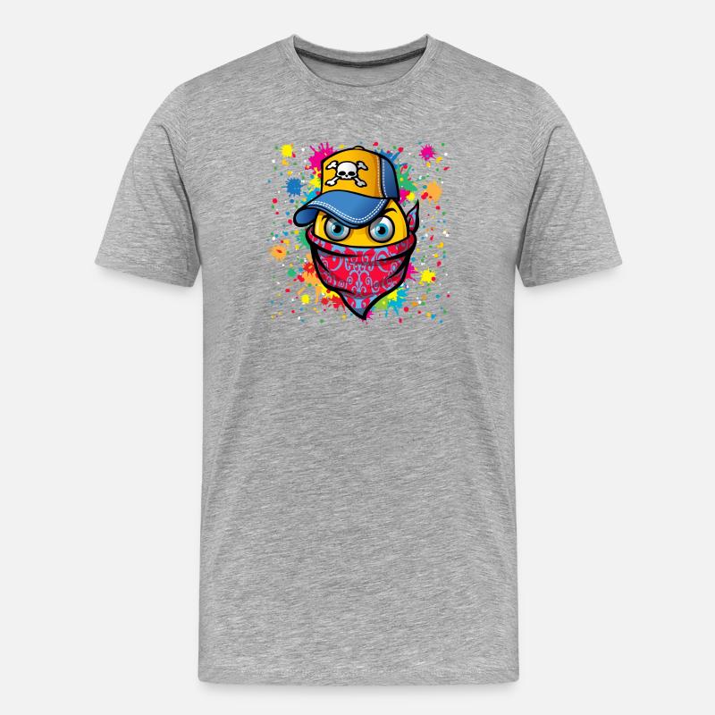 Maske und Graffiti - Männer Premium Bio T-Shirt - Grau meliert