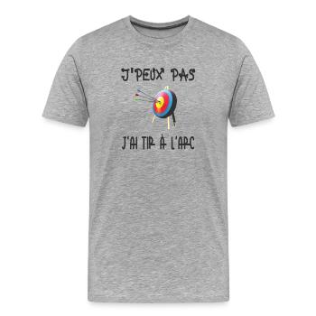 j'peux pas j'ai tir a l'arc - T-shirt bio Premium Homme - gris chiné - Devant - Damien (186cm)