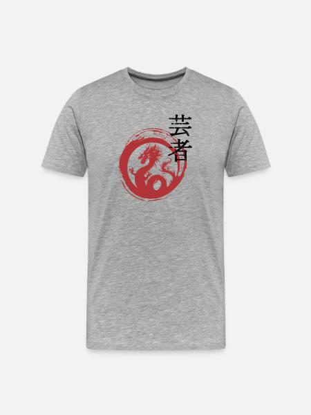 Red Dragon Ring Zen Pattern - Men's Premium Organic T-Shirt - heather grey