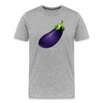 large violet glowing aubergine - Men's Premium Organic T-Shirt - heather grey - Front - Damien (186cm)
