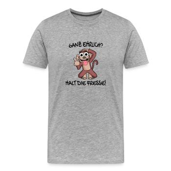 Ganz ehrlich halt die Fresse Affe - Männer Premium Bio T-Shirt - Grau meliert - Vorne - Damien (186cm)