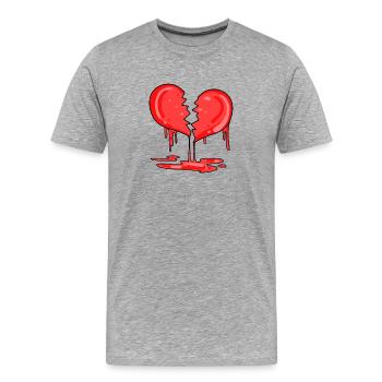 Cœur brisé - T-shirt bio Premium Homme - gris chiné - Devant - Damien (186cm)