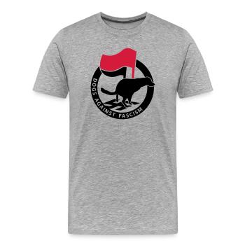 « Dogs Against Fascism » pour les propriétaires de chiens Antifa - T-shirt bio Premium Homme - gris chiné - Devant - Damien (186cm)