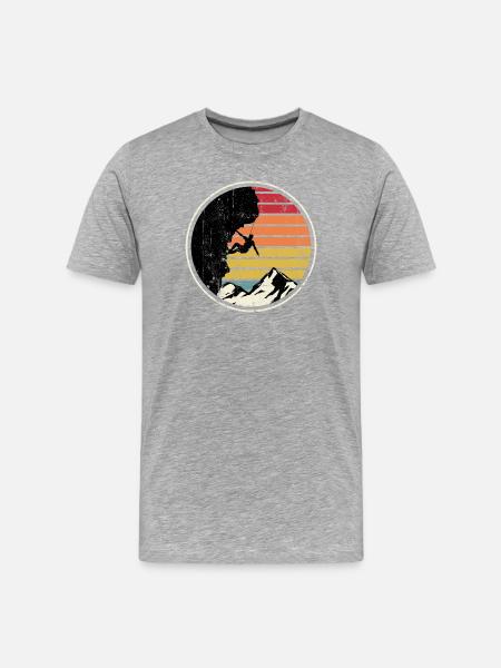 Sunset Summit Climber Silhouette - Männer Premium Bio T-Shirt - Grau meliert