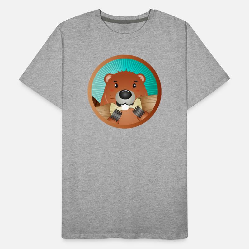 mignon rongeur patch - castor grignote le bois T-shirt bio Premium Homme