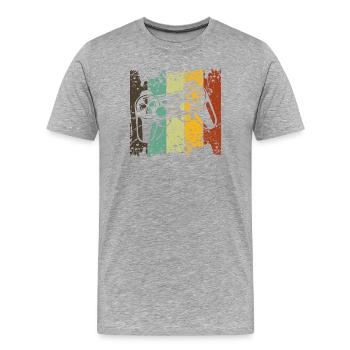 Console de console de jeu Contrôleur Joystick Esports - T-shirt bio Premium Homme - gris chiné - Devant - Damien (186cm)