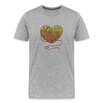 Laine au crochet faite à la main - T-shirt bio Premium Homme - gris chiné - Devant - Damien (186cm)