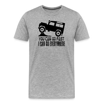 defender Landy Anywhere - Men's Premium Organic T-Shirt - heather grey - Front - Damien (186cm)
