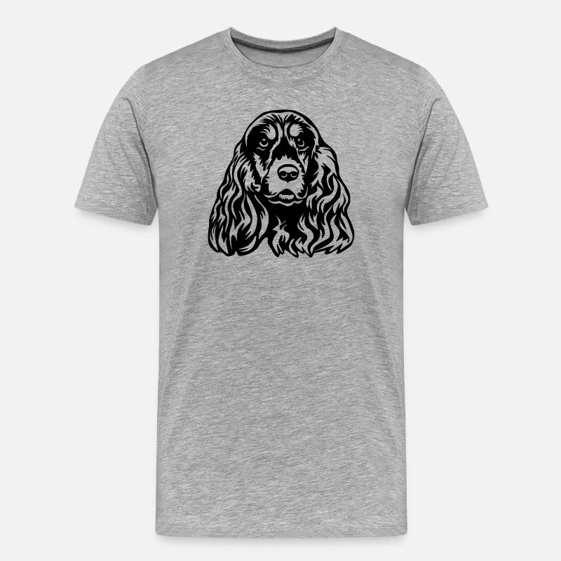 Cocker Spaniel Kopf - Männer Premium Bio T-Shirt - Grau meliert