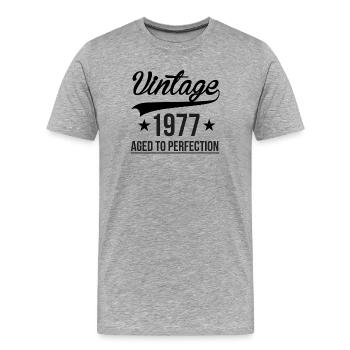 Vintage 1977 Aged To Perfection - Men's Premium Organic T-Shirt - heather grey - Front - Damien (186cm)