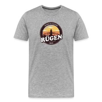 Rügen Vintage Phare Design / Cadeau - T-shirt bio Premium Homme - gris chiné - Devant - Damien (186cm)