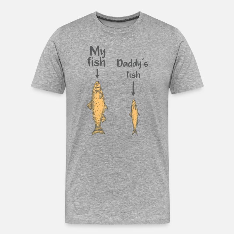 My fish, Daddy´s fish - Männer Premium Bio T-Shirt - Grau meliert