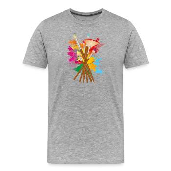 Artist brush set with colorful colors - Men's Premium Organic T-Shirt - heather grey - Front - Damien (186cm)
