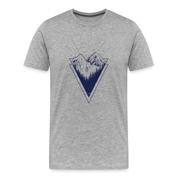Moonlit Peaks Dreieck - Männer Premium Bio T-Shirt - Grau meliert - Vorne - Damien (186cm)