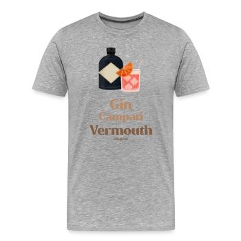Gin - Camparai - Vermouth - T-shirt bio Premium Homme - gris chiné - Devant - Damien (186cm)