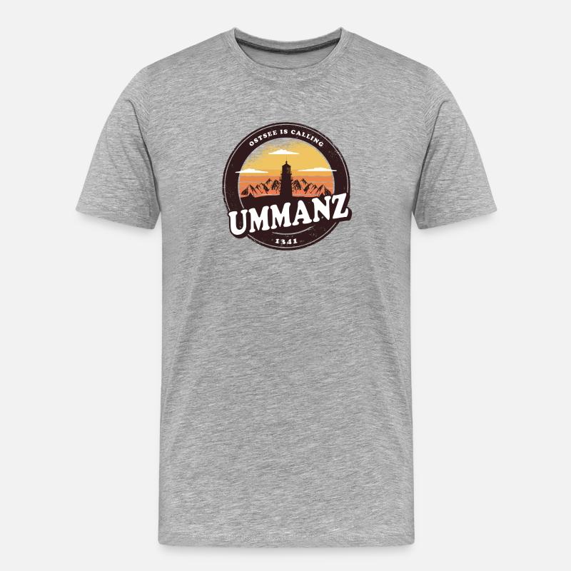 Ummanz Ostsee Leuchtturm Design / Geschenkidee - Männer Premium Bio T-Shirt - Grau meliert