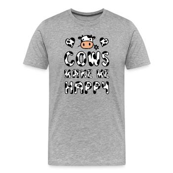 Vache Vaches - T-shirt bio Premium Homme - gris chiné - Devant - Damien (186cm)