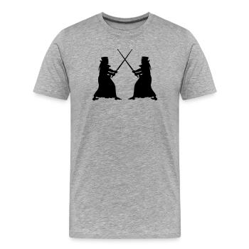 Kendo two Kendoka in fighting mode shadow figures - Men's Premium Organic T-Shirt - heather grey - Front - Damien (186cm)