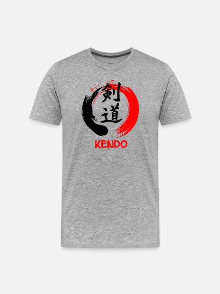Kendo in enso zen circle - Men's Premium Organic T-Shirt - heather grey