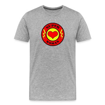 SUPER WOMAN Flash Super Maman Cadeau de fête des mères - T-shirt bio Premium Homme - gris chiné - Devant - Damien (186cm)