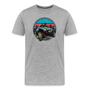 Jeep tout-terrain robuste coucher de soleil - T-shirt bio Premium Homme - gris chiné - Devant - Damien (186cm)