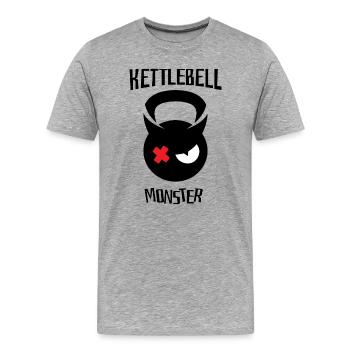 monstre kettlebell 002 - T-shirt bio Premium Homme - gris chiné - Devant - Damien (186cm)