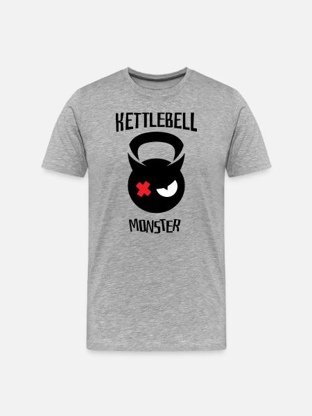 kettlebell monster 002 - Men's Premium Organic T-Shirt - heather grey