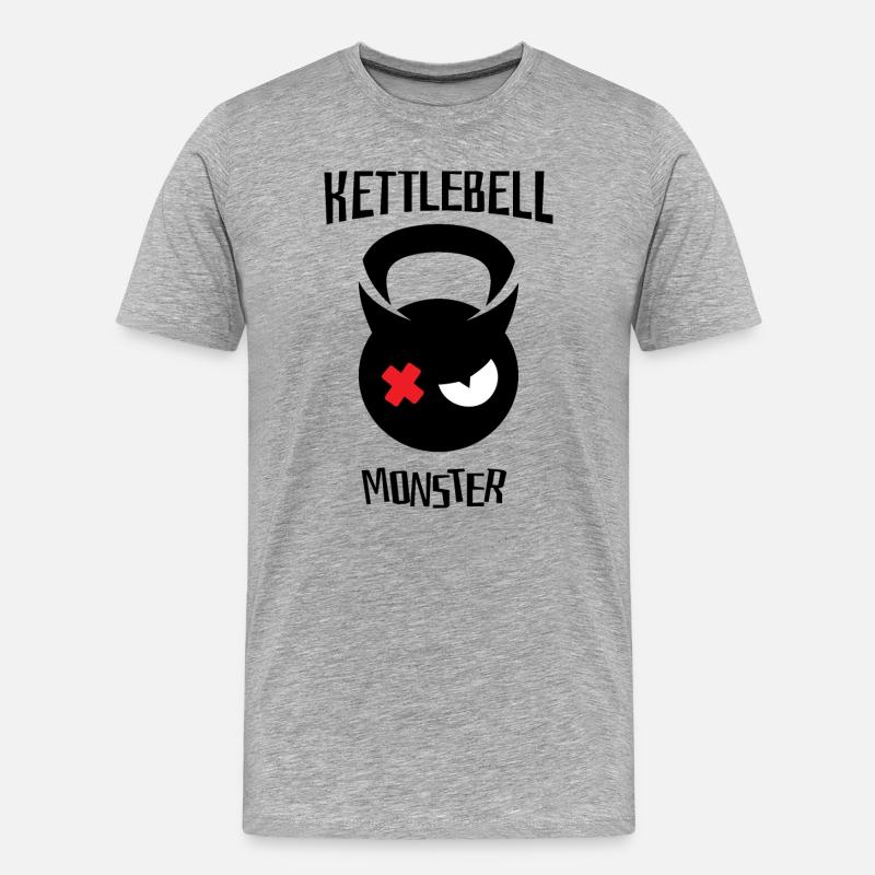 Kettlebell Monster 002 - Männer Premium Bio T-Shirt - Grau meliert